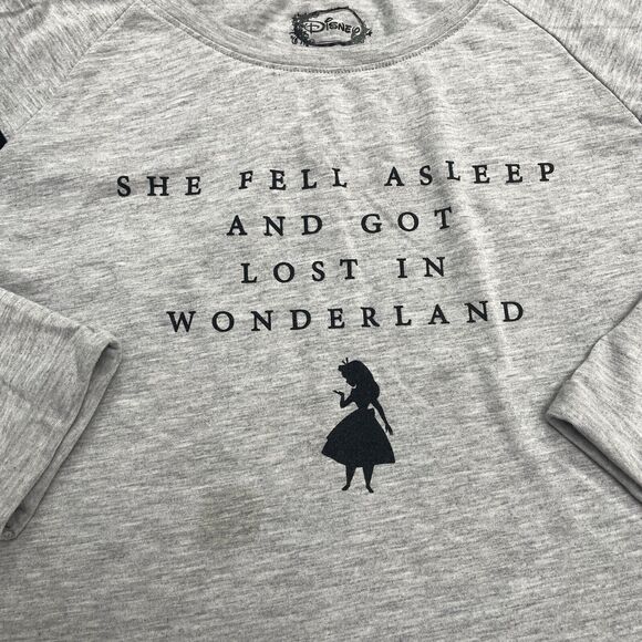 Disney Alice In Wonderland Graphic T-Shirt Womens XL Gray Long Sleeve Casual Tee - Picture 3 of 12